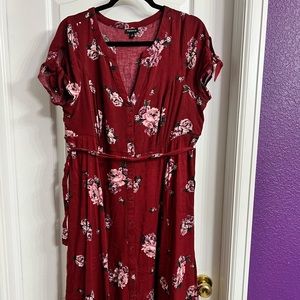 Torrid size 1 tie back button up floral dress